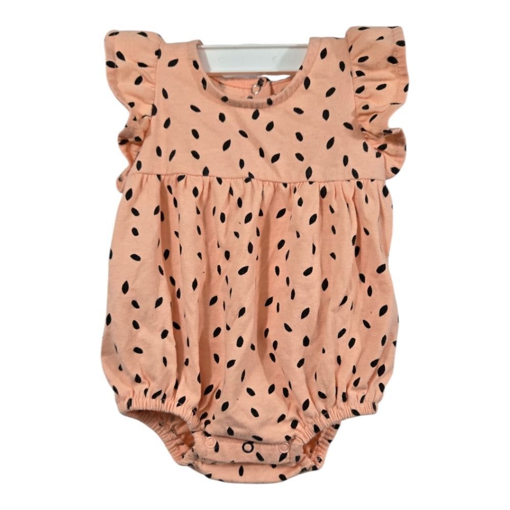 Jessica Simpson Baby Girl 3/6M Ruffle Infant Onesie Peach Snap 1pc Bodysuit